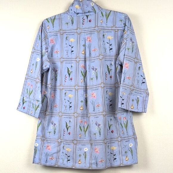 Holly Shae Designs Blue Botanical Standing Collar Tunic Blouse NWT - Picture 12 of 13